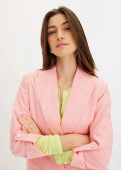 Hot Americana de lino con mangas fruncidas Mujer Blazers|Novedades