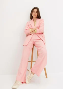 Hot Americana de lino con mangas fruncidas Mujer Blazers|Novedades