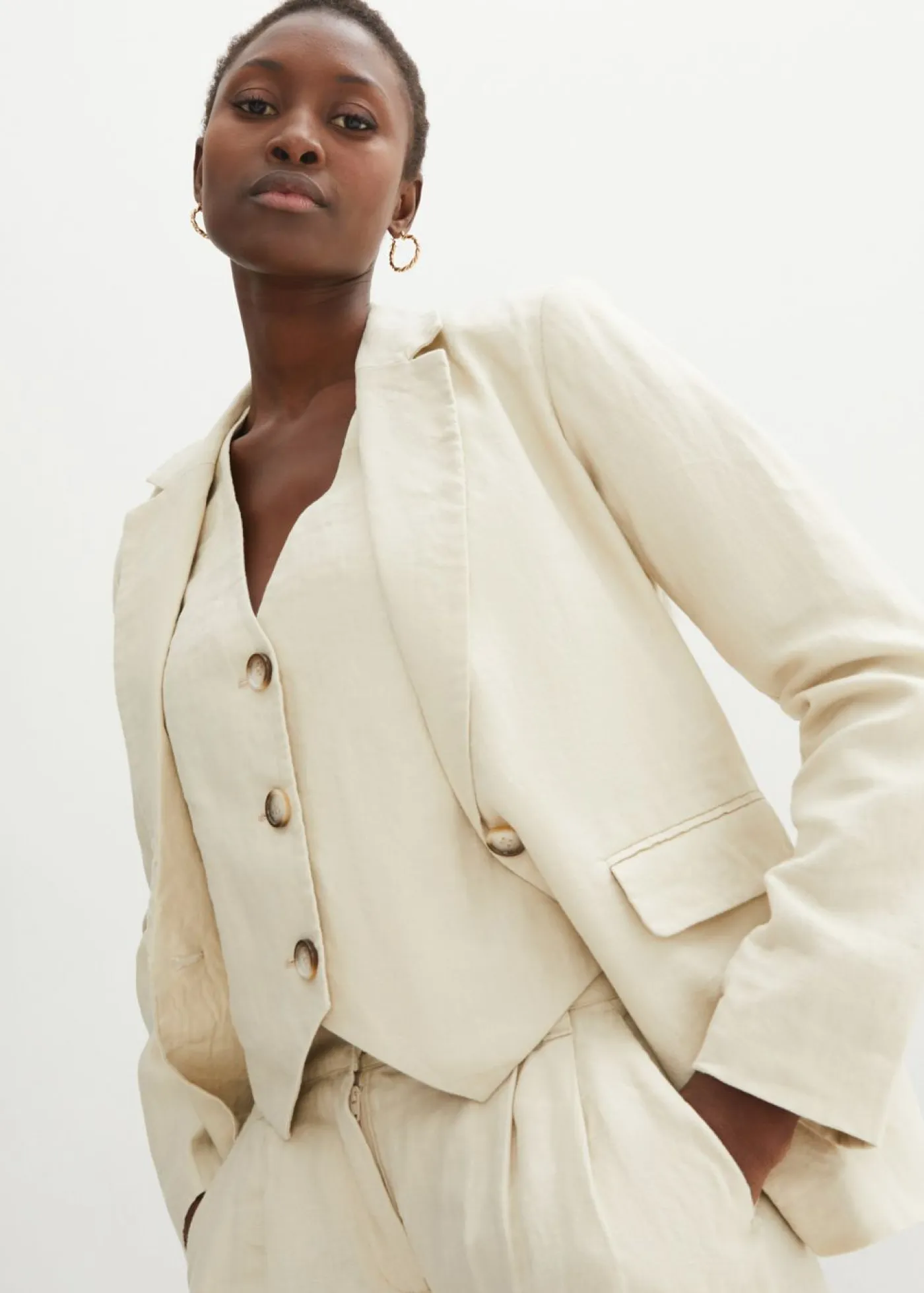 Hot Americana de lino puro Mujer Premium|Blazers
