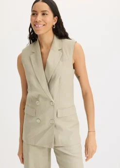 Discount Americana de lino sin mangas Mujer Blazers