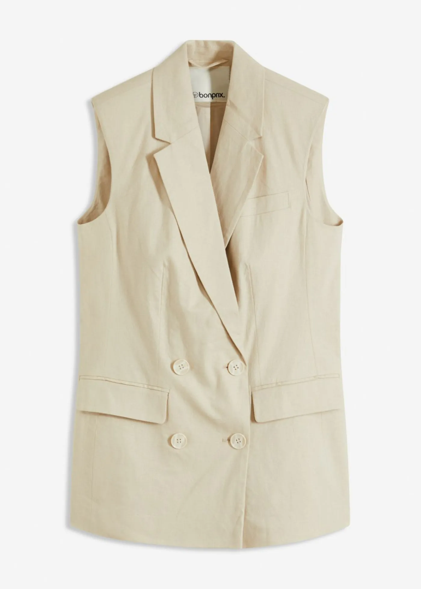Americana de lino sin mangas Mujer Blazers