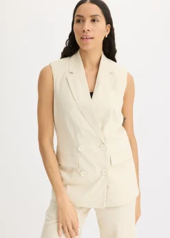 Americana de lino sin mangas Mujer Blazers