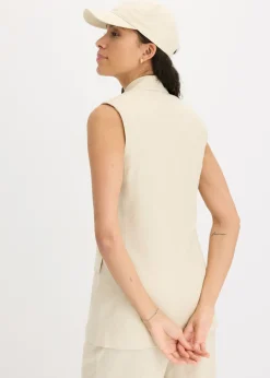 Americana de lino sin mangas Mujer Blazers