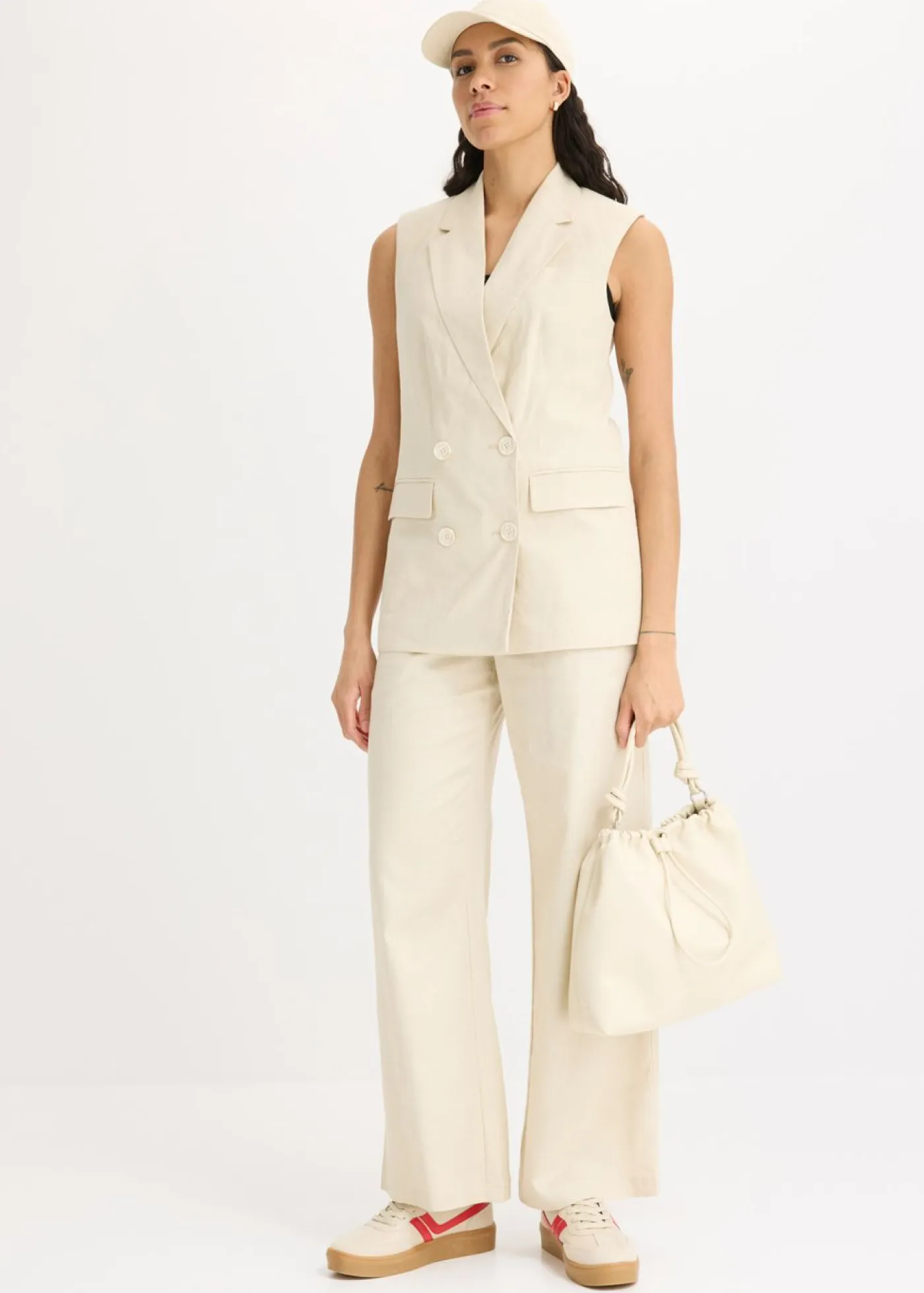 Americana de lino sin mangas Mujer Blazers