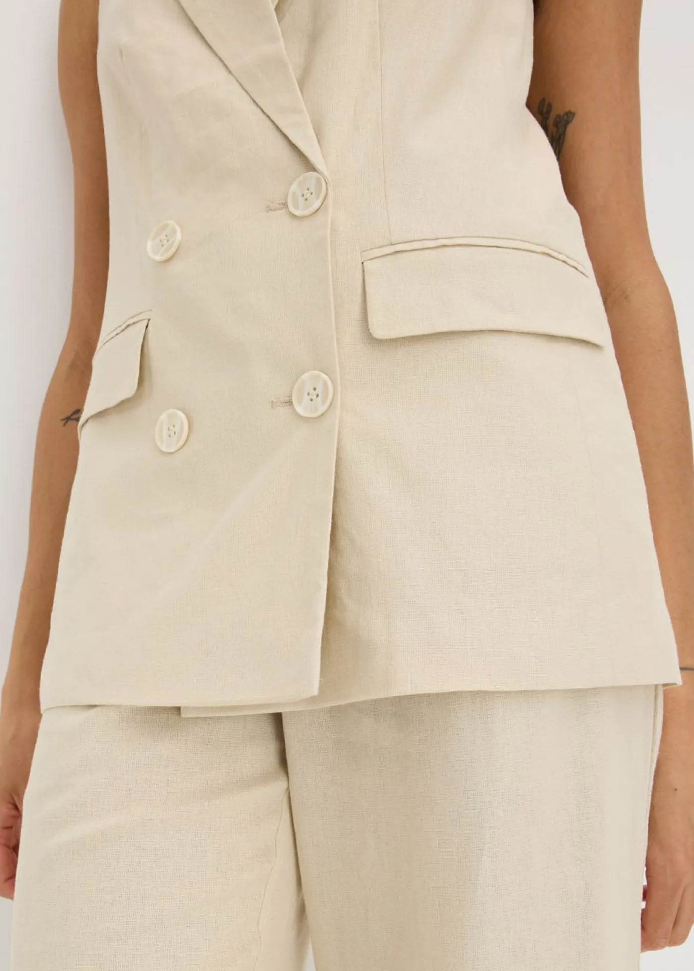 Americana de lino sin mangas Mujer Blazers