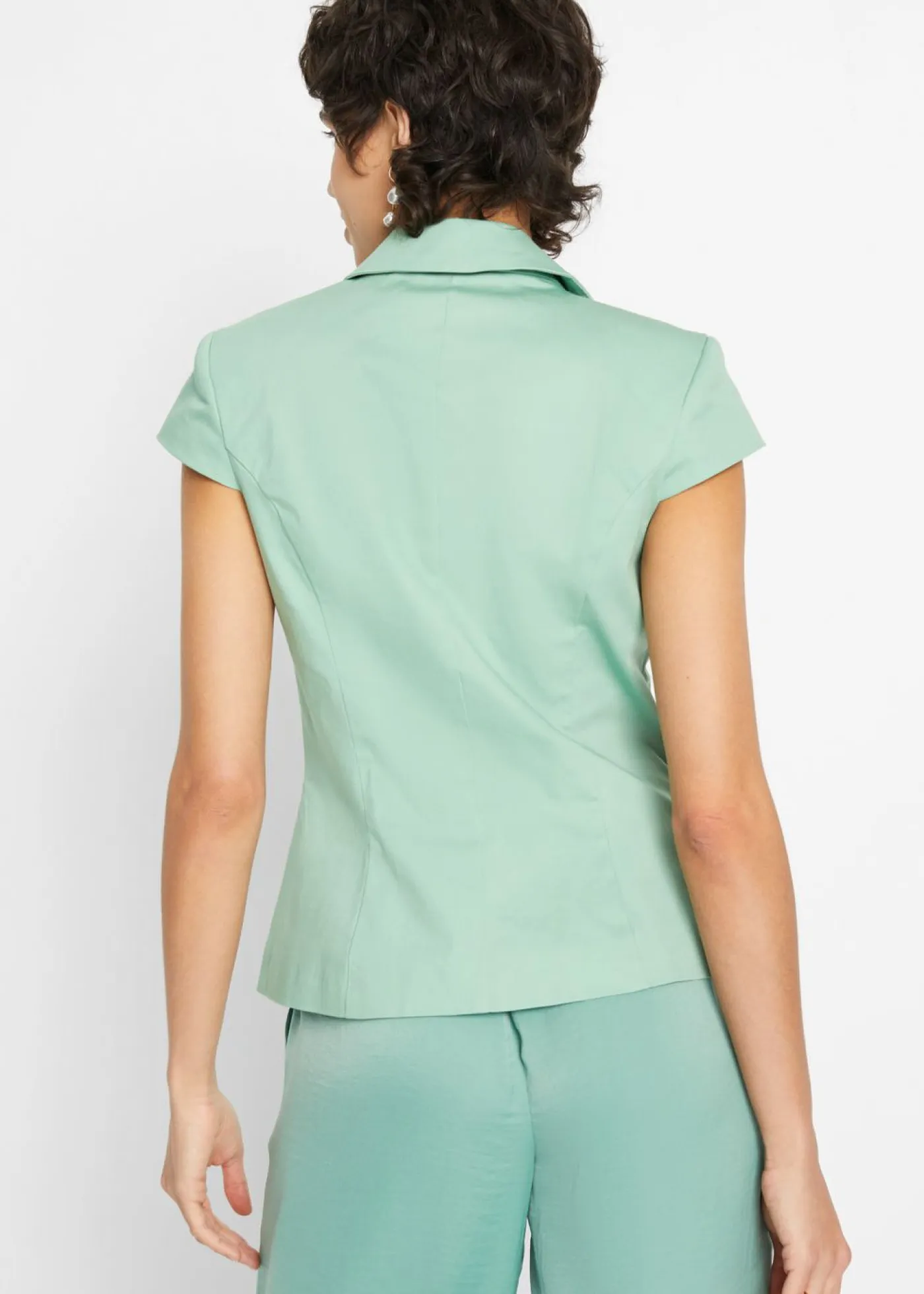 Outlet Americana de manga corta de satén de algodón orgánico Mujer Blazers