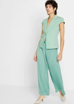 Outlet Americana de manga corta de satén de algodón orgánico Mujer Blazers