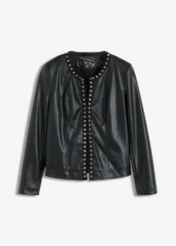 Clearance Americana de piel sintética con tachuelas Mujer Blazers|Novedades