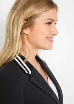 Online Americana de punto de algodón con detalles de rayas Mujer Blazers