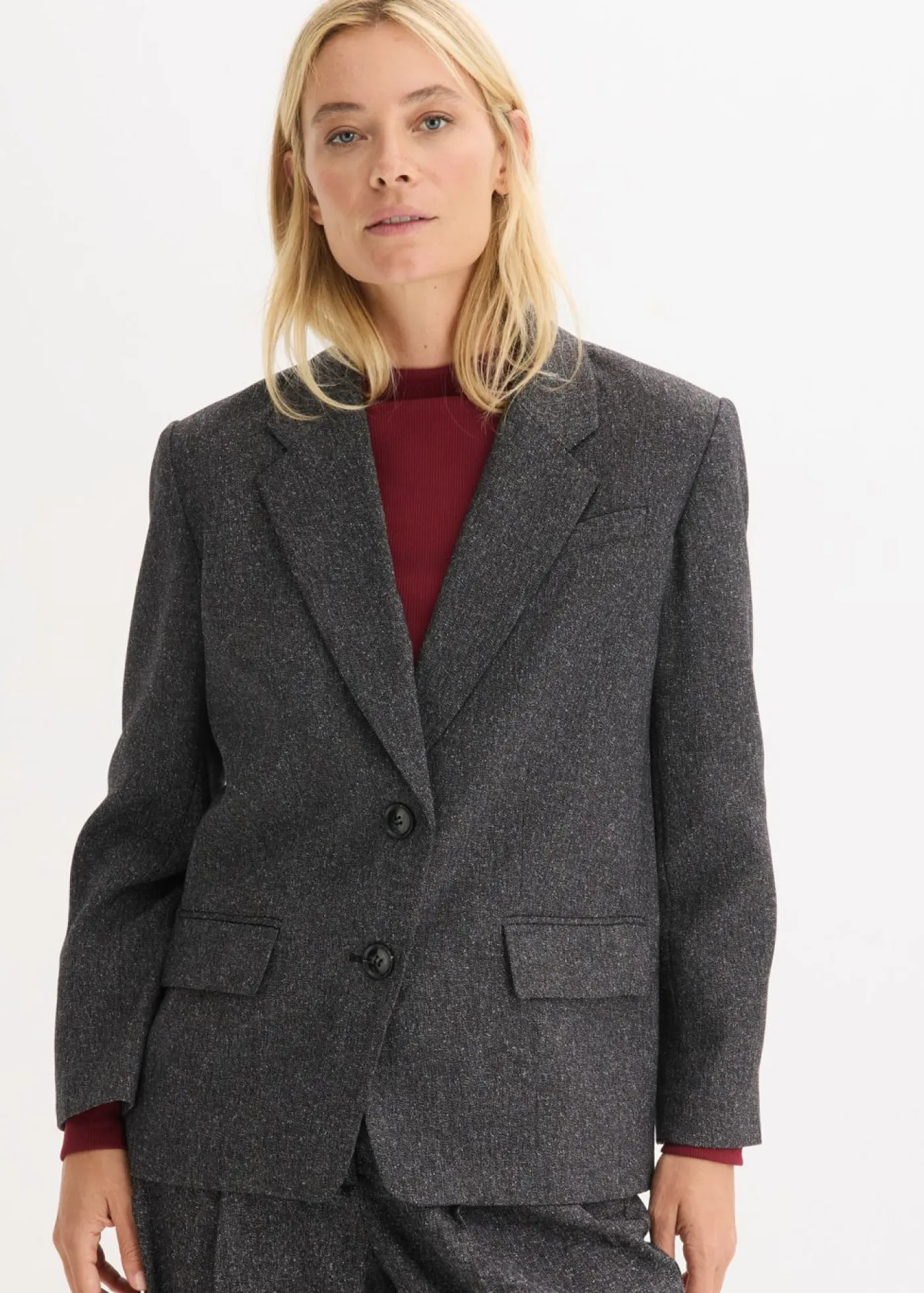 Sale Americana holgada de mezcla de viscosa fina Mujer Esenciales|Blazers