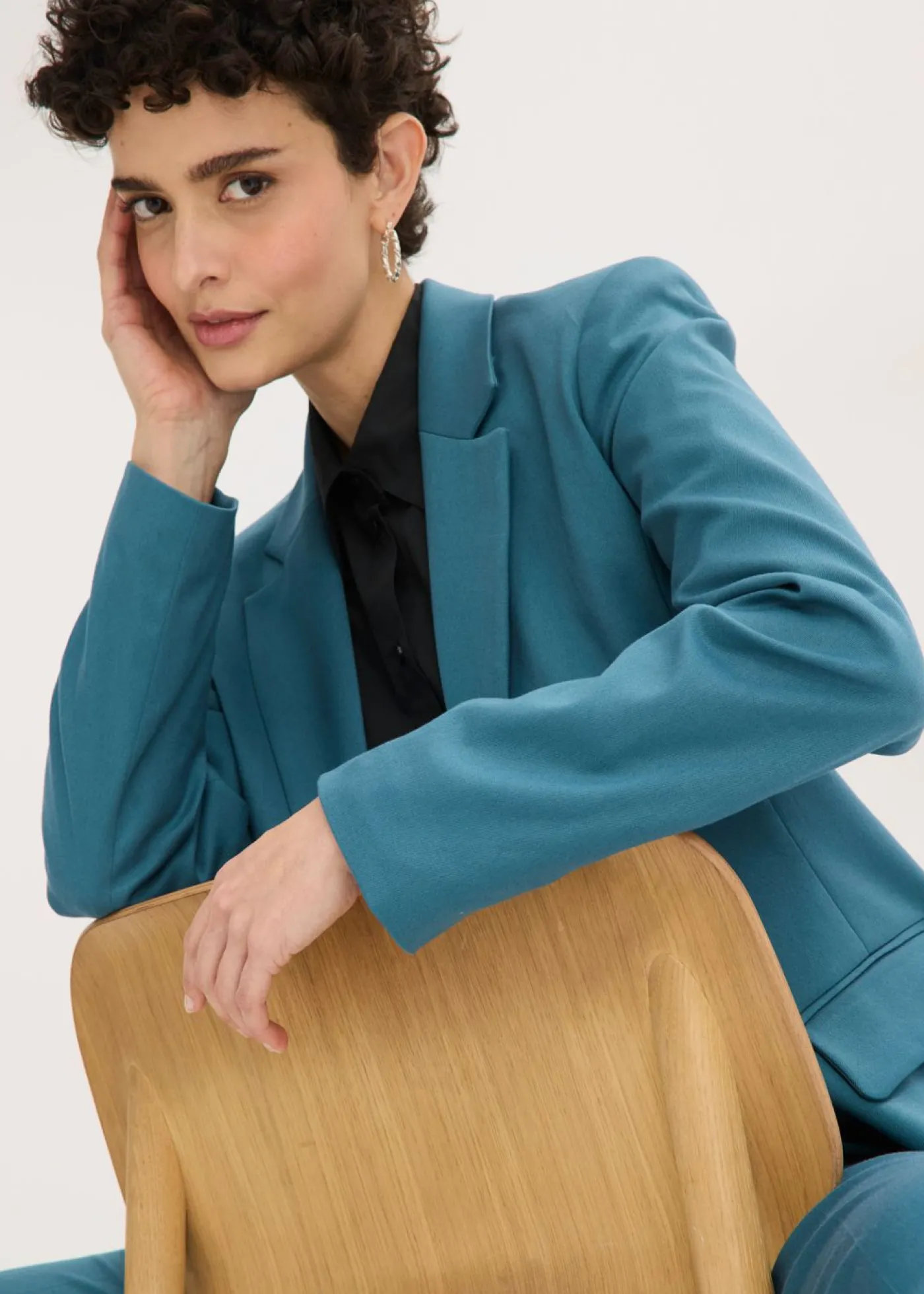 Online Americana larga con escote en V y mangas largas Mujer Chaquetas Y Abrigos
