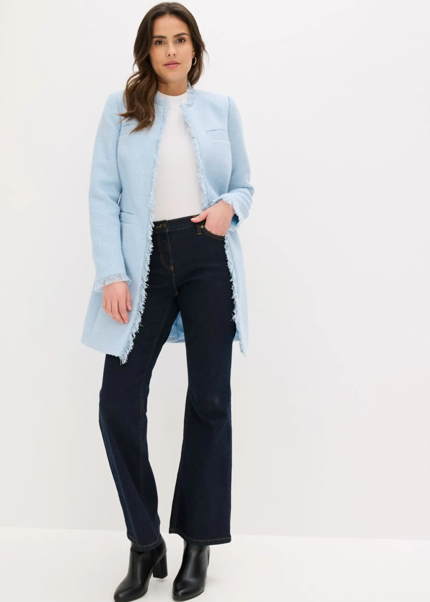 Hot Americana larga de bouclé Mujer Blazers