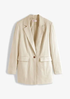 Clearance Americana larga de mezcla de lino y viscosa Mujer Blazers