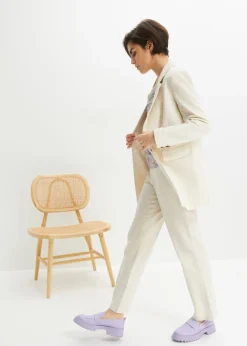 Clearance Americana larga de mezcla de lino y viscosa Mujer Blazers