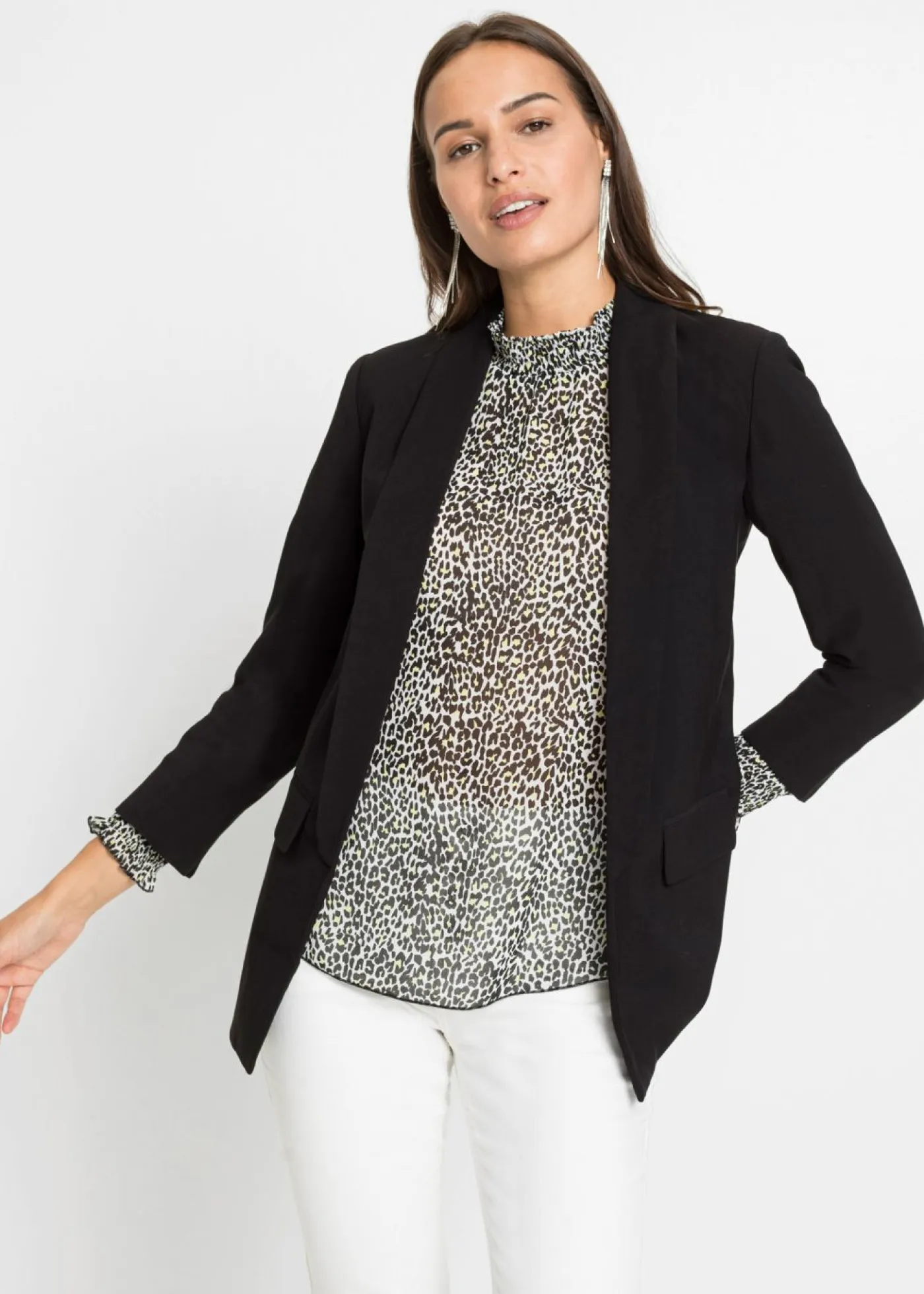 New Americana larga de mezcla de viscosa Mujer Blazers