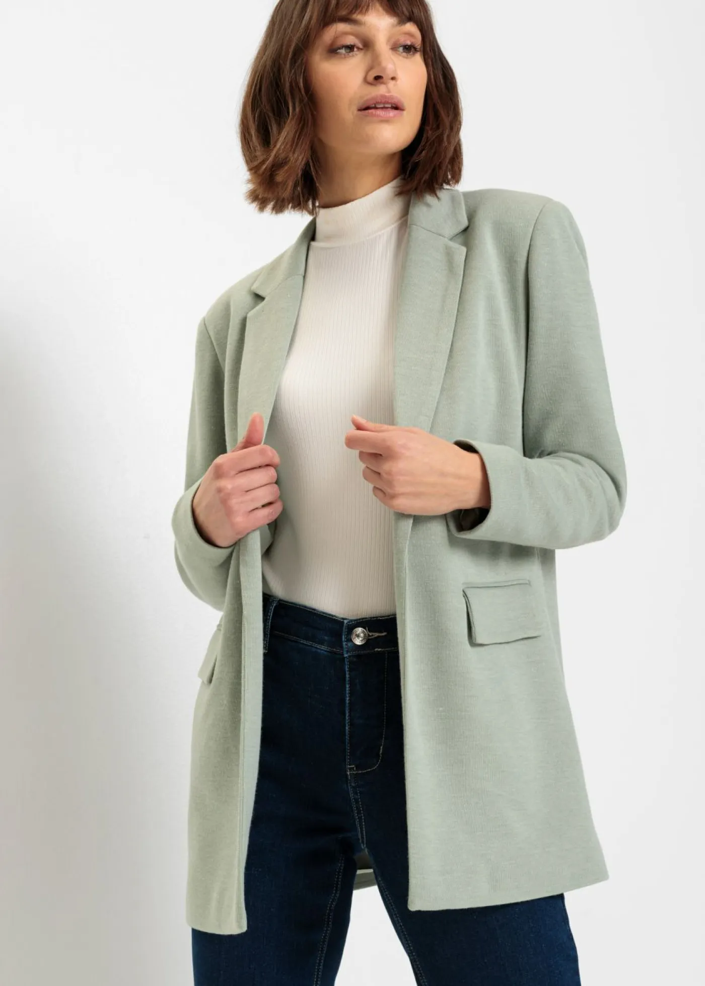 Online Americana larga de punto con bolsillos Mujer Blazers