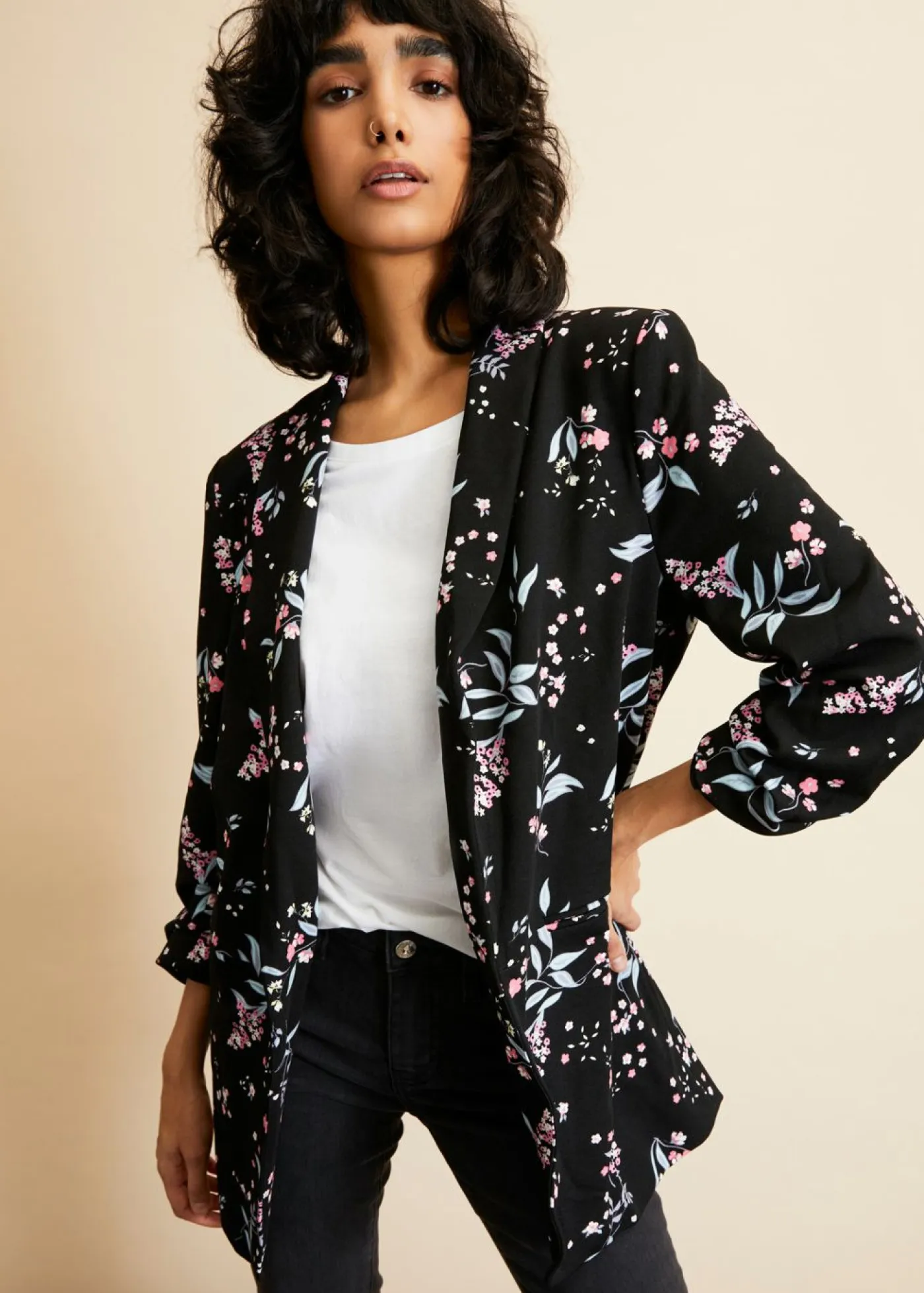 Clearance Americana larga estampada Mujer Blazers