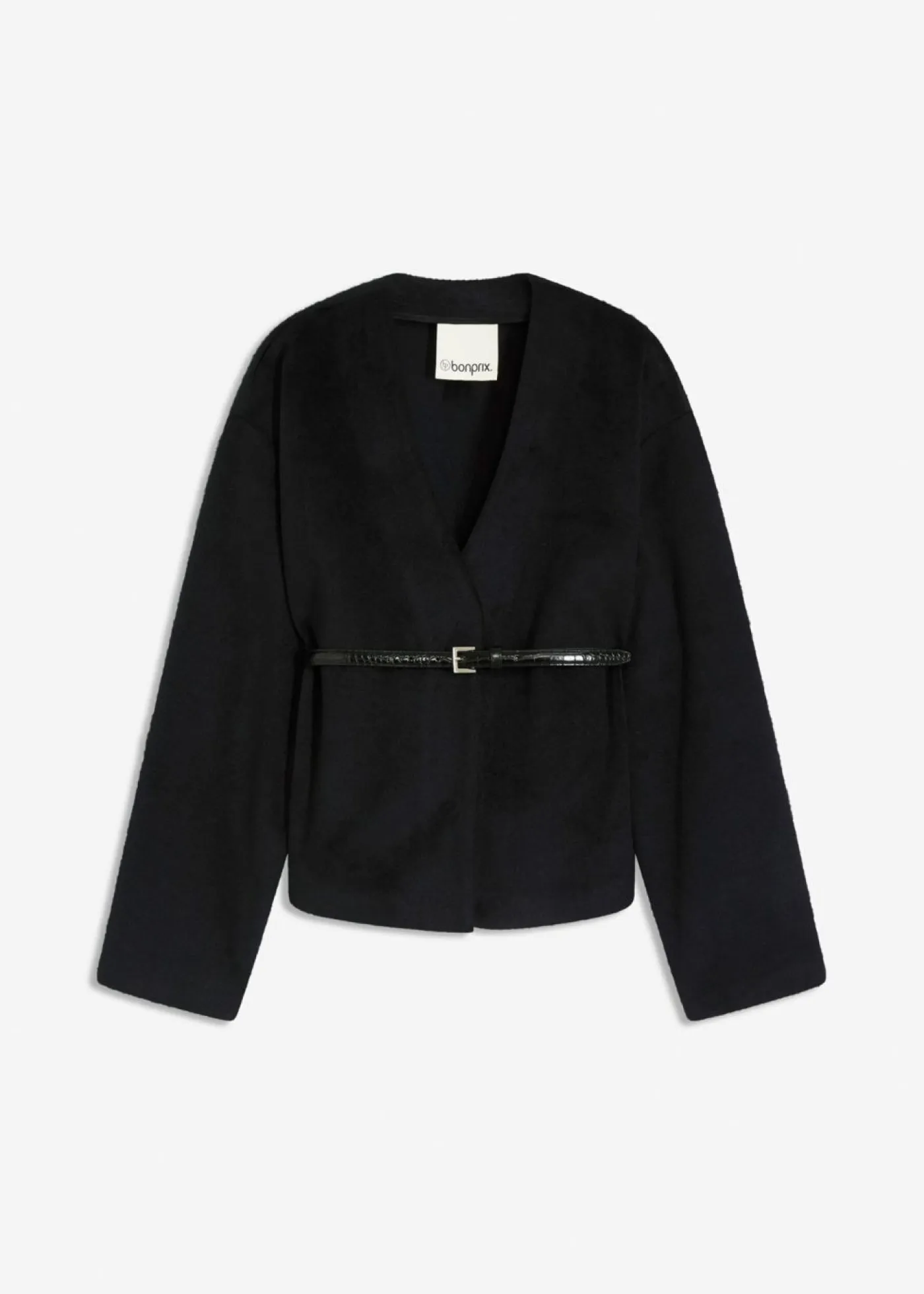 New Americana oversized con cinturón en efecto lana, sin forro Mujer Blazers