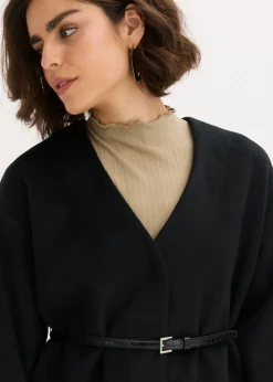 New Americana oversized con cinturón en efecto lana, sin forro Mujer Blazers