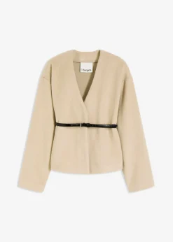Clearance Americana oversized con cinturón en efecto lana, sin forro Mujer Blazers