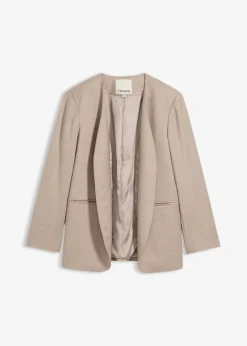 Hot Americana sin cuello de suave mezcla de lana Mujer Premium|Blazers