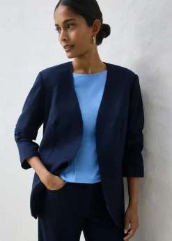 Clearance Americana sin cuello de suave mezcla de lana Mujer Premium|Blazers
