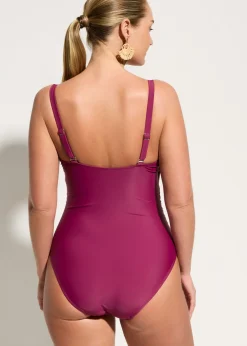 Hot Bañador con efecto moldeador medio y fruncido Mujer Vestidos Moldeadores|Bañadores