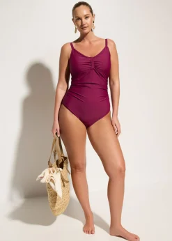 Hot Bañador con efecto moldeador medio y fruncido Mujer Vestidos Moldeadores|Bañadores
