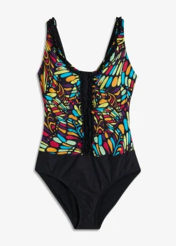 Clearance Bañador con efecto moldeador medio y volantes Mujer Vestidos Moldeadores|Bañadores