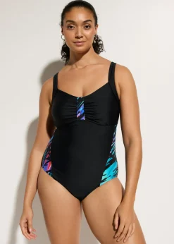 Sale Bañador con efecto moldeador medio e insertos estampados Mujer Vestidos Moldeadores|Bañadores