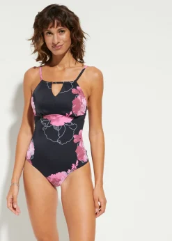 Outlet Bañador con efecto moldeador medio y abertura en el escote Mujer Vestidos Moldeadores|Bañadores