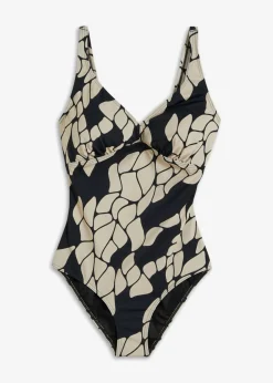 Hot Bañador con efecto moldeador medio y escote en V Mujer Vestidos Moldeadores|Bañadores