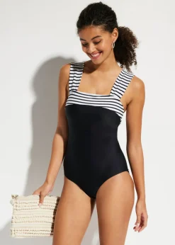 Hot Bañador con efecto moldeador medio y tirantes anchos Mujer Vestidos Moldeadores|Bañadores