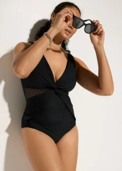 Hot Bañador con efecto moldeador ligero y malla transparente Mujer Vestidos Moldeadores|Novedades
