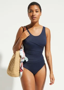 Discount Bañador con ligero efecto moldeador y pliegues decorativos Mujer Vestidos Moldeadores|Bañadores
