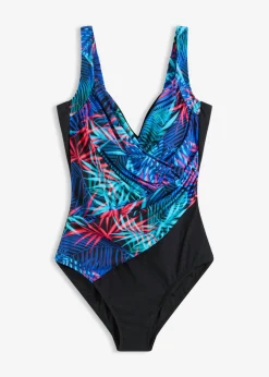 Outlet Bañador con ligero efecto moldeador en aspecto cruzado Mujer Vestidos Moldeadores|Bañadores