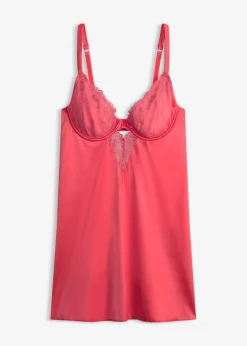 Best Babydoll de tejido brillante con bordado floral brillante Mujer Lencería|Corsés