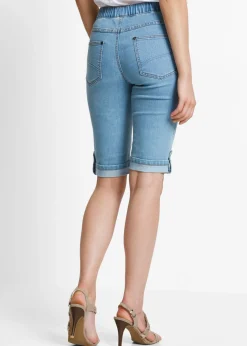 Hot Bermuda vaquera con cinturilla elástica Mujer Shorts|Vaqueros