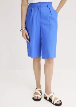 Online Bermudas anchas de mezcla de lino vaporoso Mujer Shorts|Pantalones