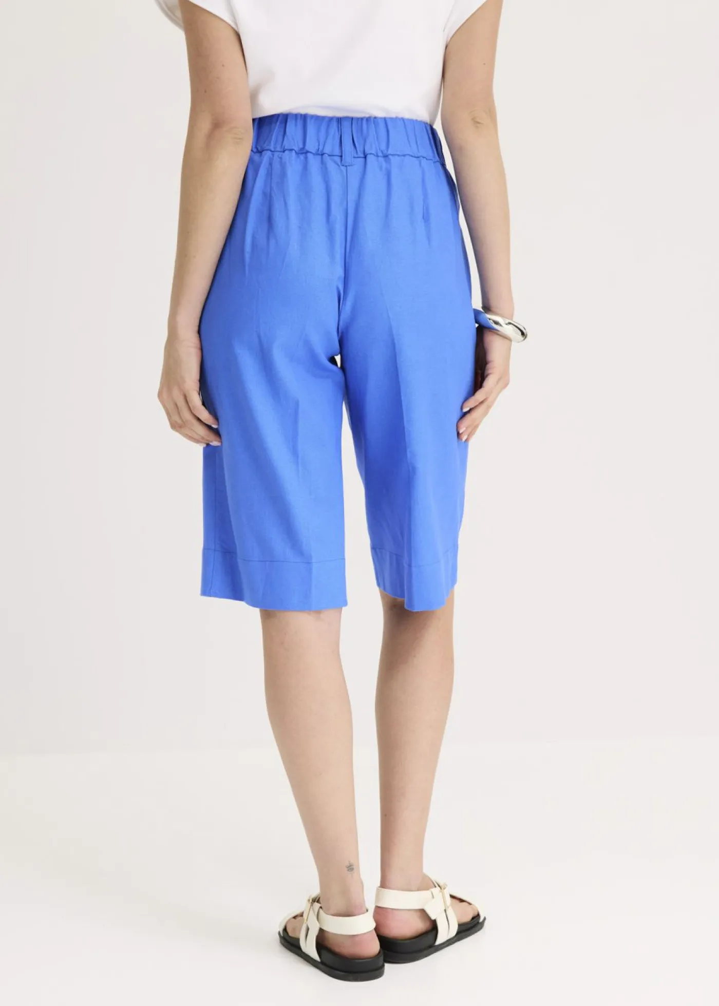 Online Bermudas anchas de mezcla de lino vaporoso Mujer Shorts|Pantalones