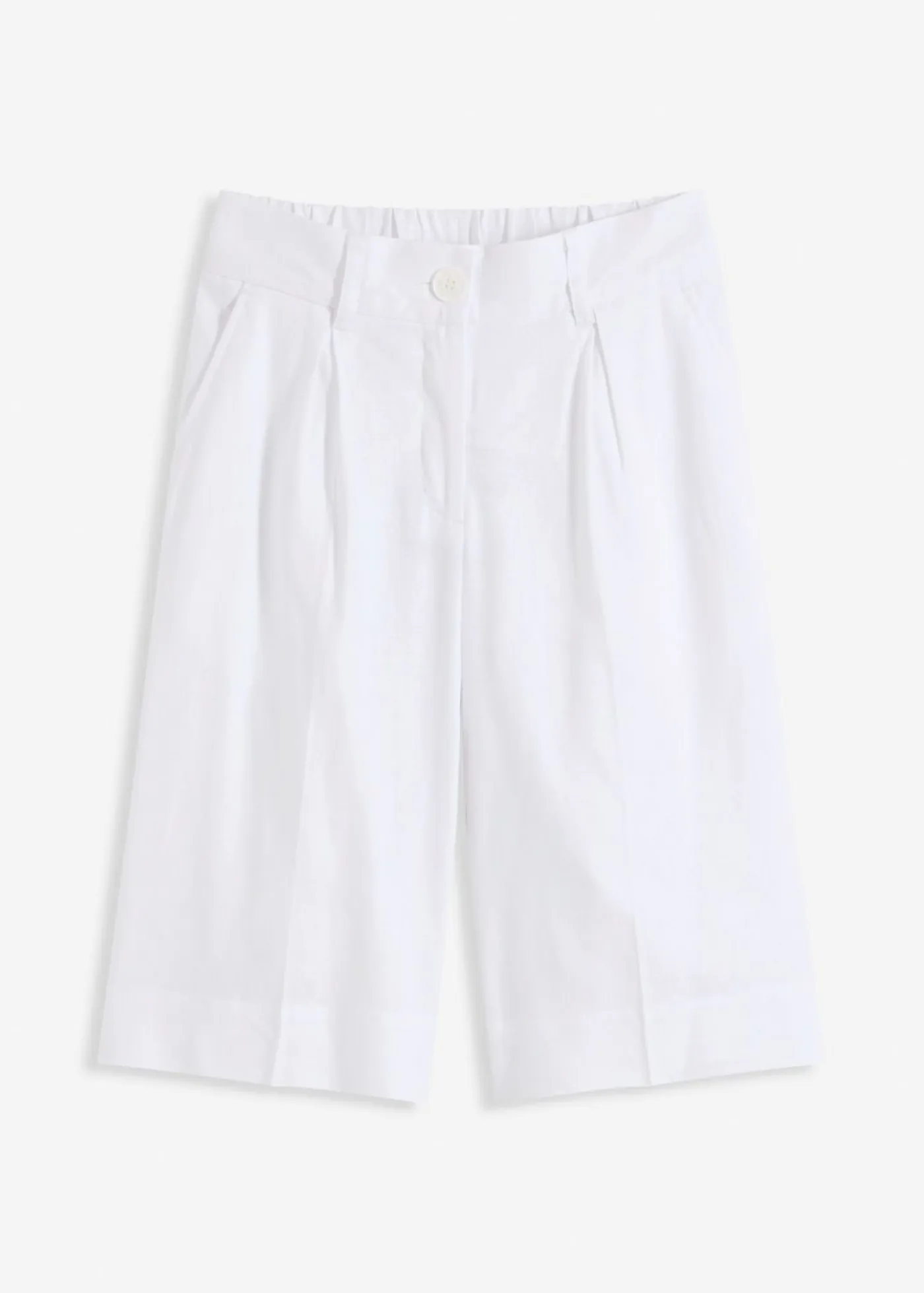 New Bermudas anchas de mezcla de lino vaporoso Mujer Shorts|Pantalones