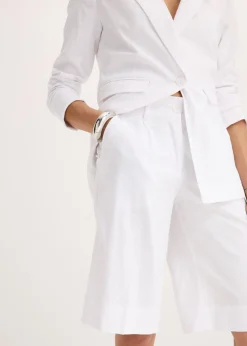 New Bermudas anchas de mezcla de lino vaporoso Mujer Shorts|Pantalones