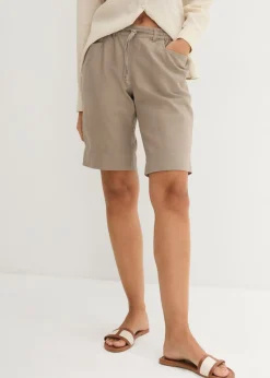 Outlet Bermudas con lino Mujer Shorts|Pantalones