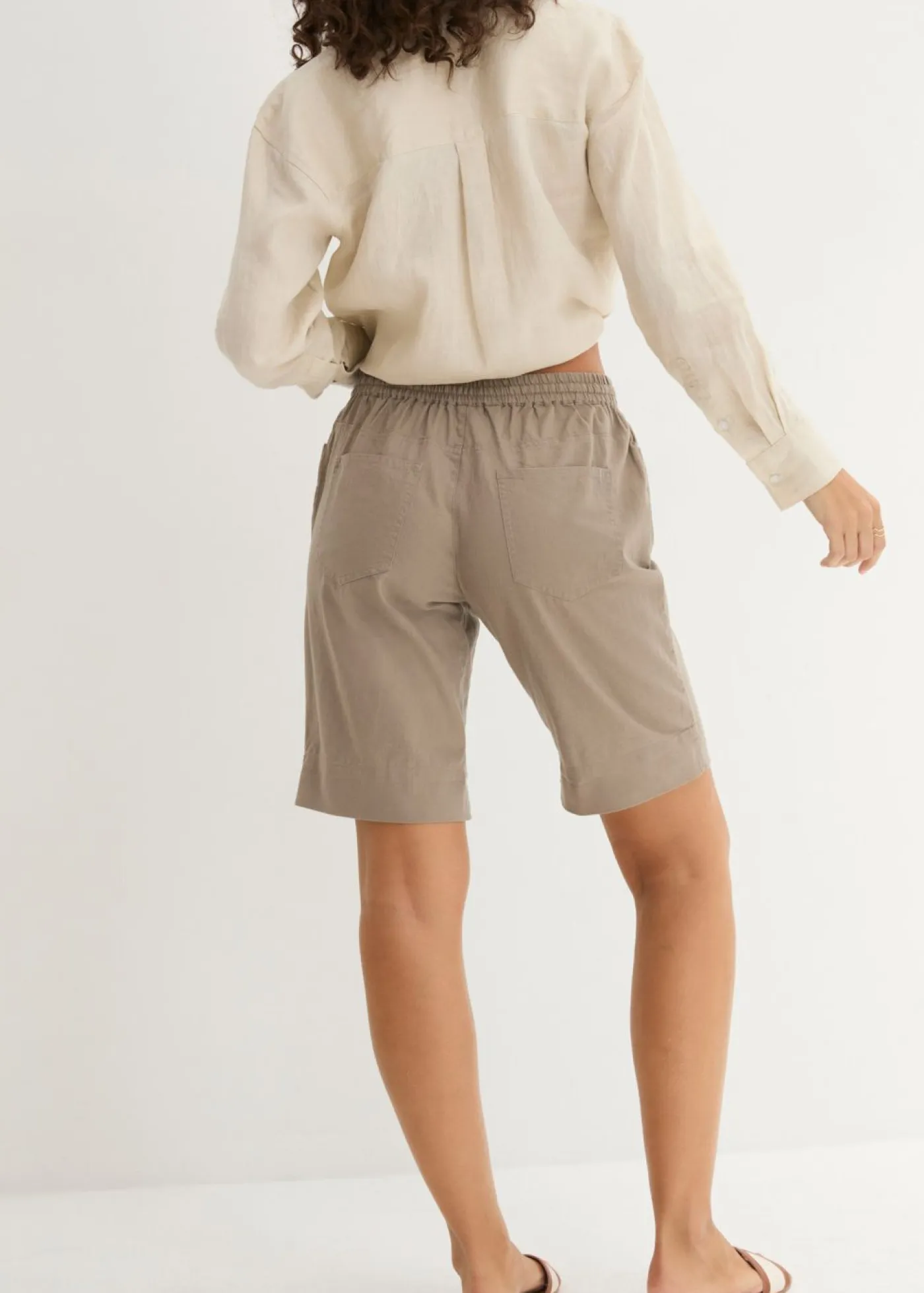 Outlet Bermudas con lino Mujer Shorts|Pantalones
