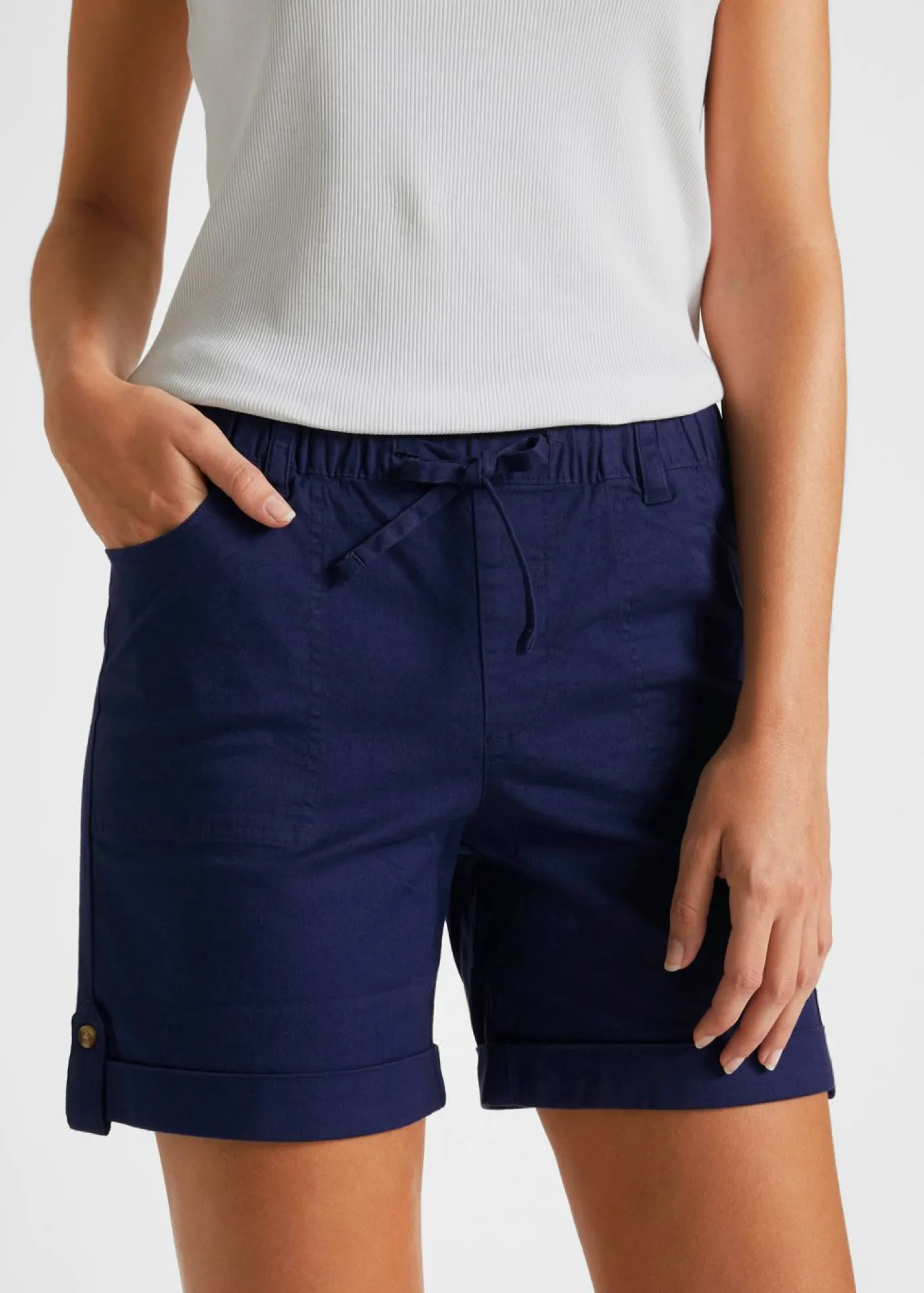 Best Bermudas de algodón con cinturilla elástica Mujer Shorts|Pantalones