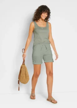 Online Bermudas de algodón con cinturilla elástica Mujer Shorts|Pantalones