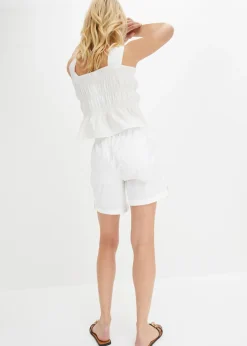 Bermudas de algodón con cinturilla elástica Mujer Shorts|Pantalones