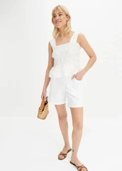 Bermudas de algodón con cinturilla elástica Mujer Shorts|Pantalones