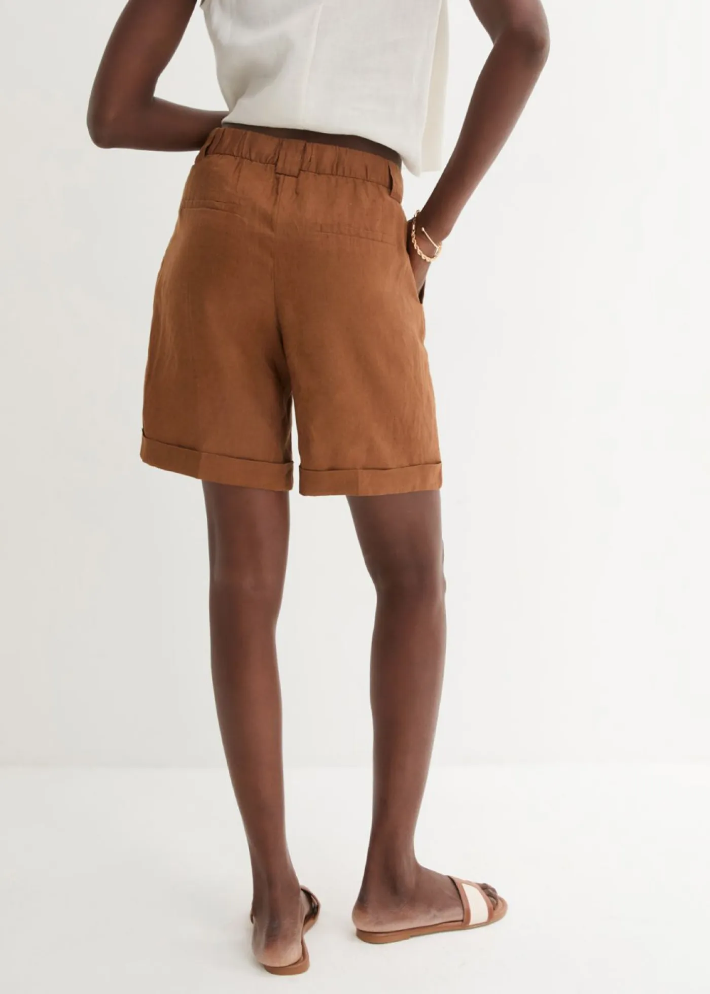 Outlet Bermudas de lino puro Mujer Premium|Shorts