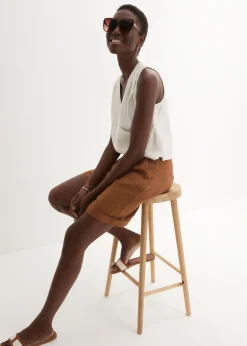 Outlet Bermudas de lino puro Mujer Premium|Shorts